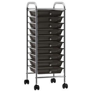 vidaXL Chariot de rangement mobile &agrave; 10 tiroirs Noir Plastique