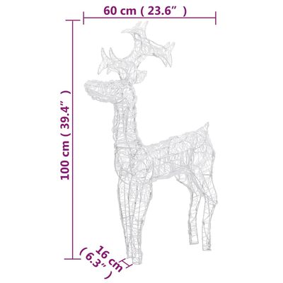 vidaXL Décorations de Noël de renne 3 pcs 60x16x100 cm Acrylique