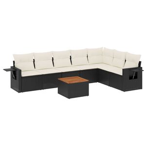 vidaXL Salon de jardin 8 pcs avec coussins noir r&eacute;sine tress&eacute;e