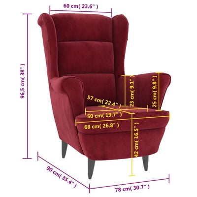 vidaXL Fauteuil rouge bordeaux velours