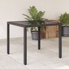 vidaXL Table de jardin dessus en verre Noir 90x90x75 cm Résine tressée