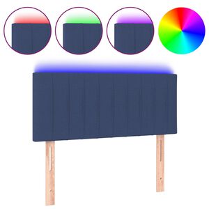 vidaXL T&ecirc;te de lit &agrave; LED Bleu 80x5x78/88 cm Tissu