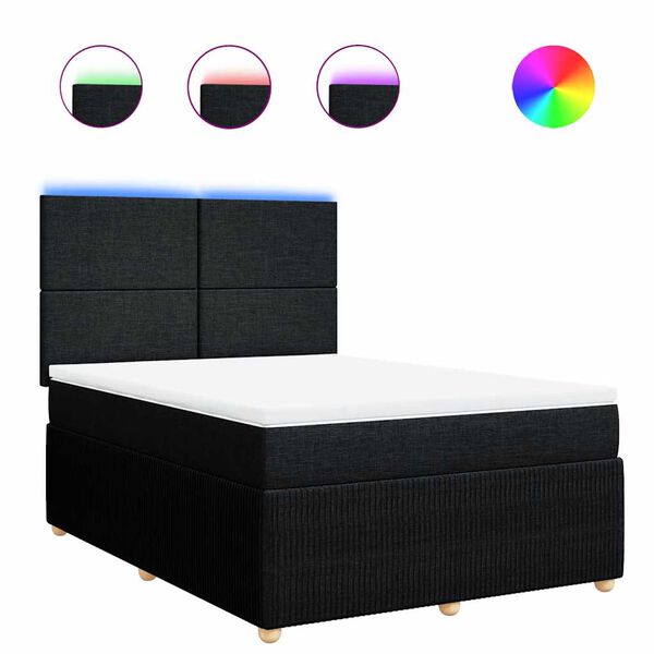 vidaXL Sommier &agrave; lattes de lit avec matelas Noir 160x200 cm Tissu