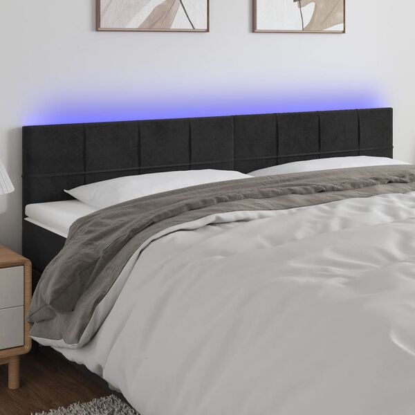 vidaXL T&ecirc;te de lit &agrave; LED Noir 160x5x78/88 cm Velours