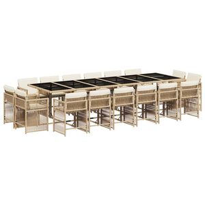 vidaXL Ensemble &agrave; manger de jardin et coussins 17 pcs beige