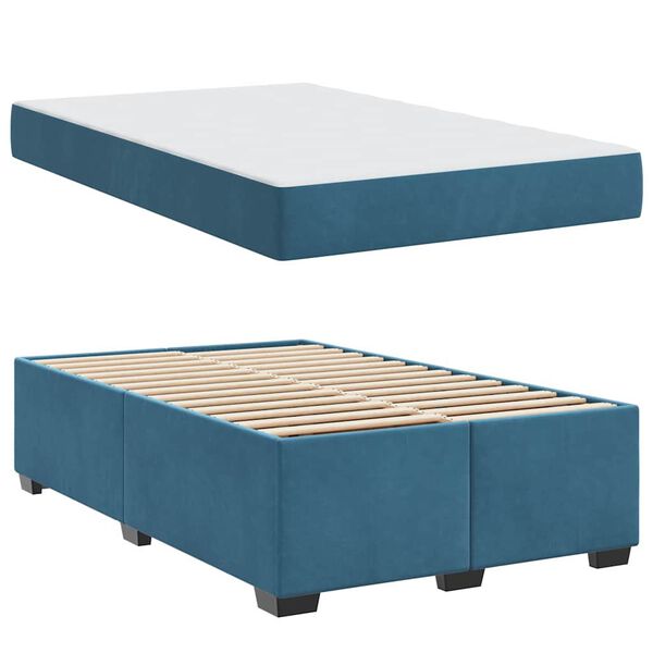 vidaXL Cadre de lit avec matelas Bleu fonc&eacute; 120 x 190 cm tissu