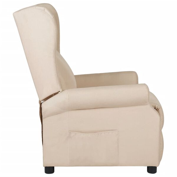 vidaXL Fauteuil inclinable Crème Tissu