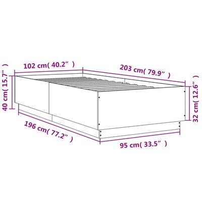 vidaXL Cadre de lit blanc 100x200 cm bois d'ingénierie