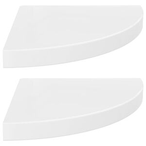 vidaXL &Eacute;tag&egrave;res d'angle flottantes 2pcs blanc brillant 35x35x3,8cm MDF