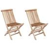 vidaXL Chaise de jardin pliante 2 pcs Naturel Bois de teck massif
