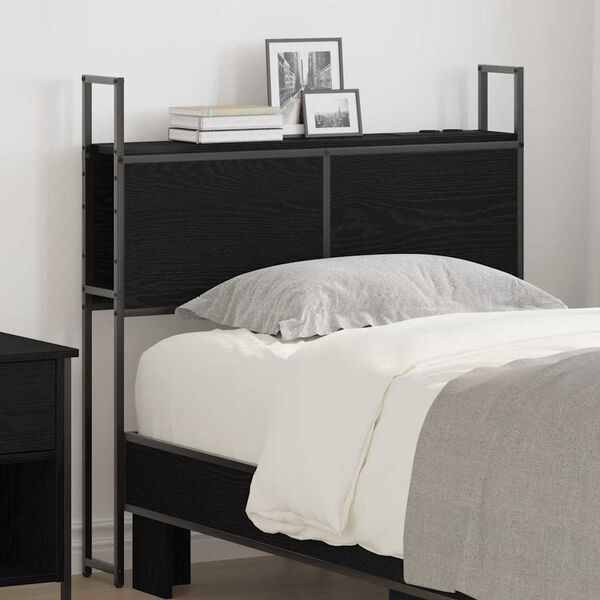 vidaXL Headboard de Rangement avec Station de Charge Ch&ecirc;ne noir 75 cm