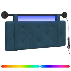 vidaXL T&ecirc;te de lit suspendue Avec lumi&egrave;re LED Bleu Velours