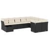 vidaXL Salon de jardin 10 pcs avec coussins noir r&eacute;sine tress&eacute;e