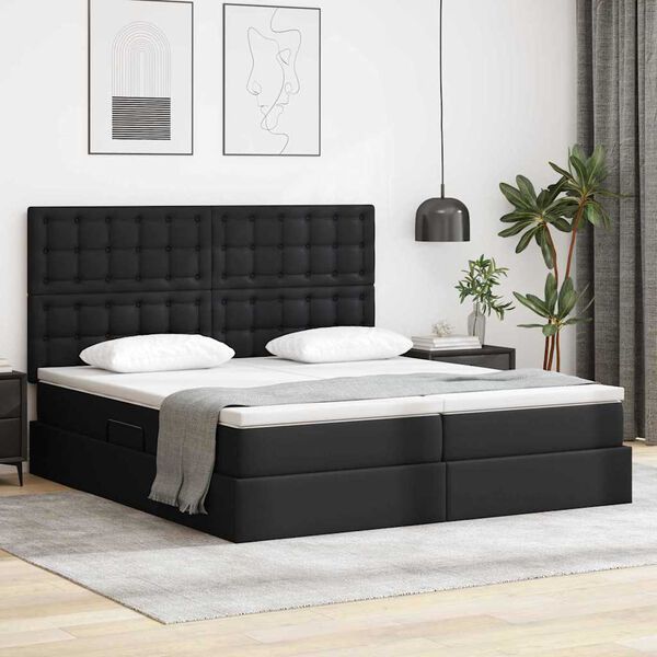 vidaXL Lit avec rangement et matelas avec matelas Noir 180 x 200 cm