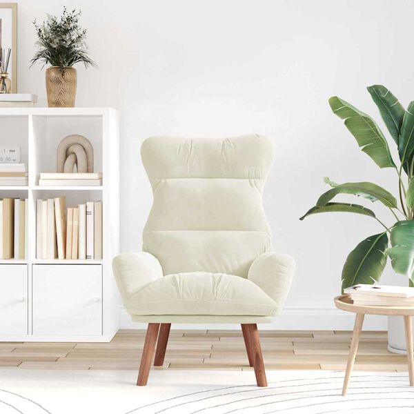 vidaXL fauteuil Cr&egrave;me 69 x 74 x 93 cm Velours