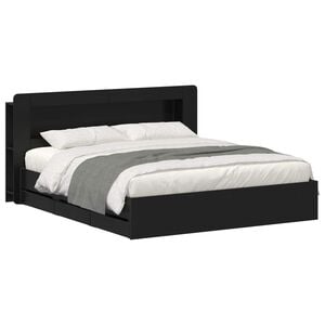 vidaXL Cadre de lit avec rangement Noir 180 x 200 cm Bois d'ing&eacute;nierie