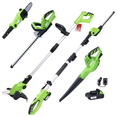 vidaXL Set d'outils électriques jardin sans fil 5pcs chargeur/batterie