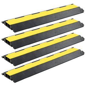 vidaXL Rampe de protection de c&acirc;ble 4 pcs 2 canaux caoutchouc 101,5 cm