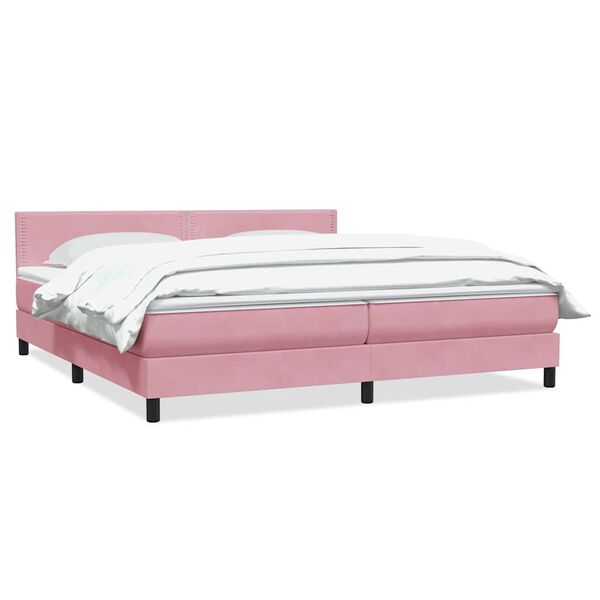 vidaXL Sommier &agrave; lattes de lit avec matelas rose 180x220 cm velours