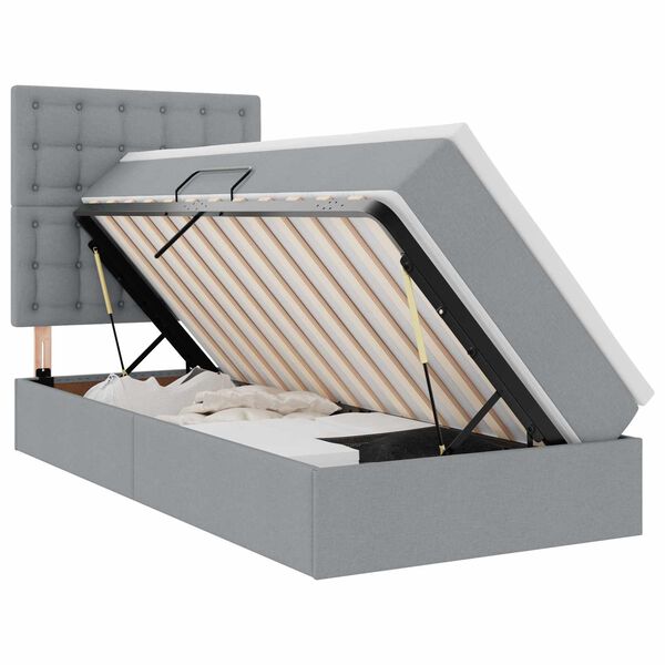 vidaXL Lit avec rangement et matelas Gris clair 100 x 200 cm Polyester