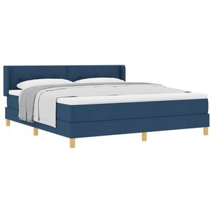 vidaXL Lit &agrave; ressorts avec matelas Bleu 200 x 180 cm Polyester