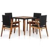vidaXL Ensemble &agrave; manger d'ext&eacute;rieur 5 pcs R&eacute;sine tress&eacute;e Noir marron