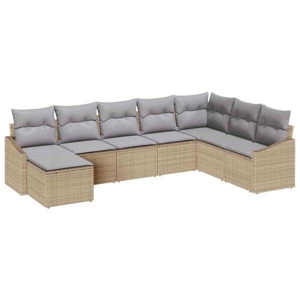 vidaXL Ensemble de canap&eacute; de jardin 8 pcs Beige et Gris clair