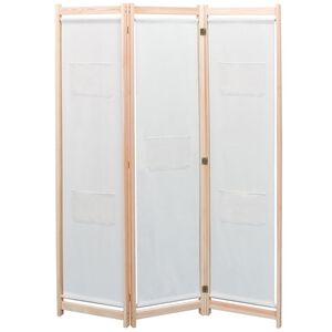 vidaXL Cloison de s&eacute;paration 3 panneaux Cr&egrave;me 120x170x4 cm Tissu