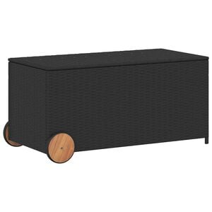 vidaXL Bo&icirc;te de rangement de jardin et roues noir 190L r&eacute;sine tress&eacute;e