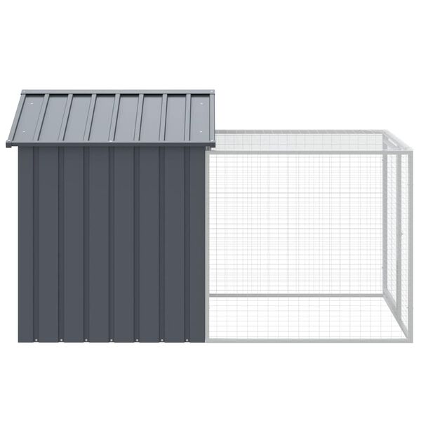 vidaXL Cage &agrave; poulets avec enclos Anthracite 117 x 201 x 123 cm Acier galvanis&eacute;