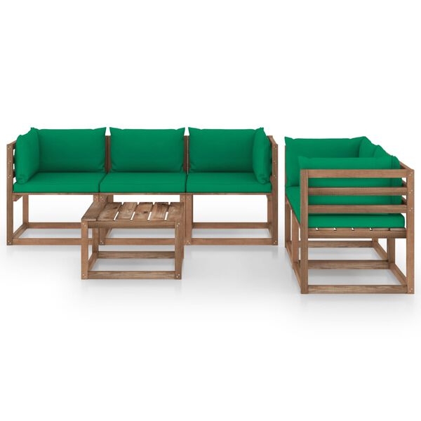 vidaXL Salon de jardin 6 pcs avec coussins vert