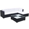 vidaXL Salon de jardin 5 pcs avec coussins R&eacute;sine tress&eacute;e Noir