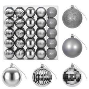 vidaXL Ensemble de boules de No&euml;l 50 pc Gris Diam. 8 cm Polystyr&egrave;ne