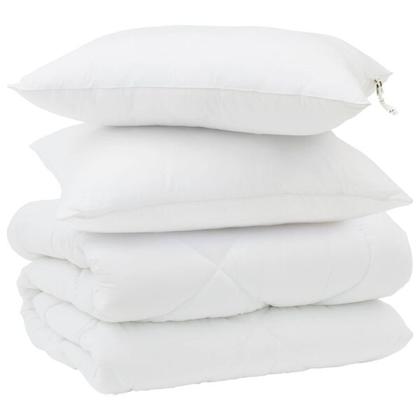 vidaXL Duvet d'hiver avec oreiller 3 pcs Blanc Microfibre
