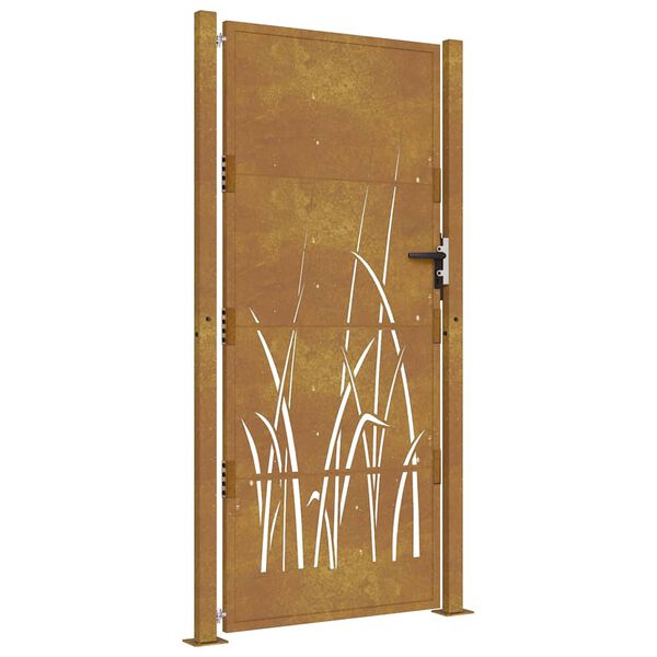 vidaXL Portail de jardin 100x175 cm en acier Corten avec motif gazon