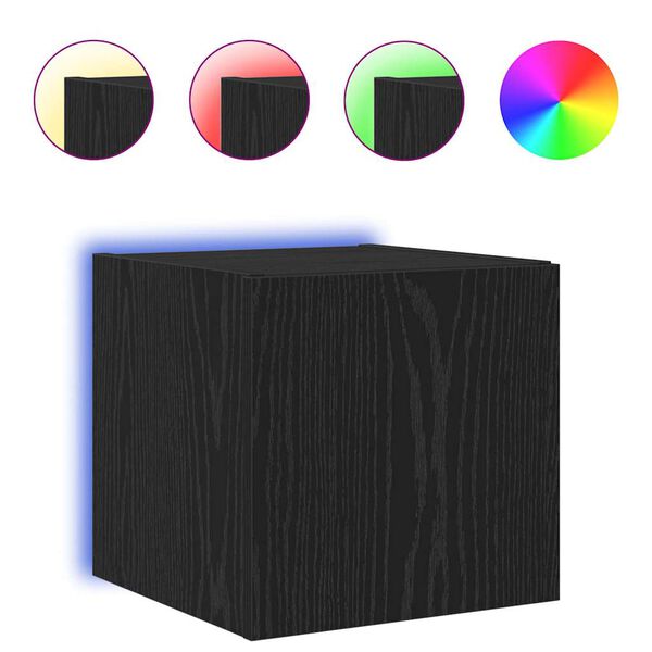 vidaXL Meuble TV mural Ch&ecirc;ne noir 30,5 x 35 x 30 cm Bois d'ing&eacute;nierie