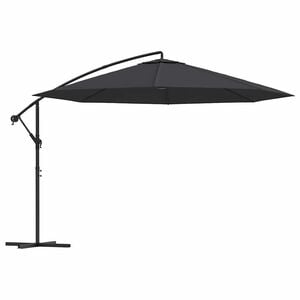 vidaXL Parasol de jardin en porte-&agrave;-faux avec m&acirc;t en acier noir