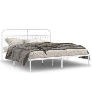 vidaXL Cadre de lit m&eacute;tal sans matelas et t&ecirc;te de lit blanc 183x203 cm