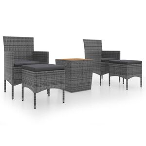 vidaXL Ensemble de bistro de jardin 5pcs R&eacute;sine tress&eacute;e et acacia Gris