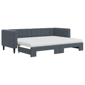 vidaXL Lit de jour avec gigogne et matelas gris fonc&eacute; 80x200cm velours