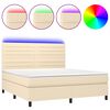 vidaXL Sommier &agrave; lattes de lit et matelas et LED Cr&egrave;me 160x200cm Tissu