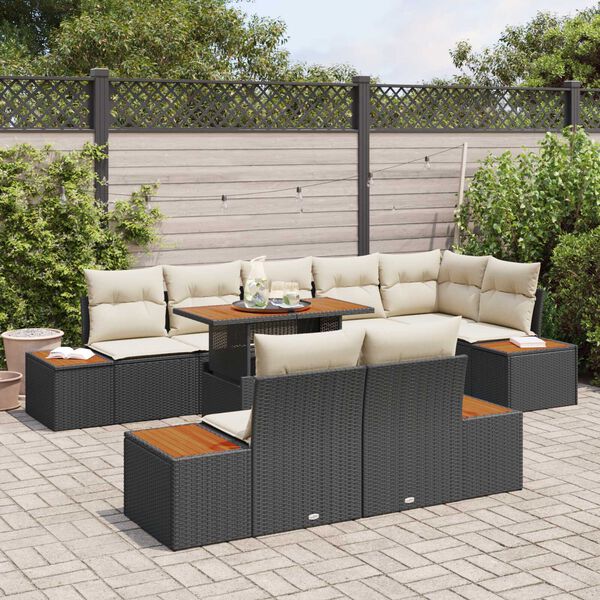 vidaXL Ensemble de canap&eacute; de jardin 9 pcs Noir Poly rotin