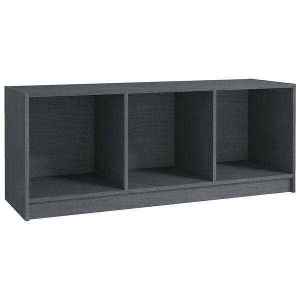vidaXL Meuble TV Gris 104x33x41 cm Bois de pin massif