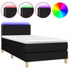 vidaXL Sommier &agrave; lattes de lit avec matelas et LED Noir 90x190cm Tissu