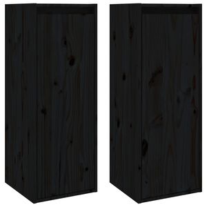 vidaXL Armoires murales 2 pcs Noir 30x30x80 cm Bois de pin massif