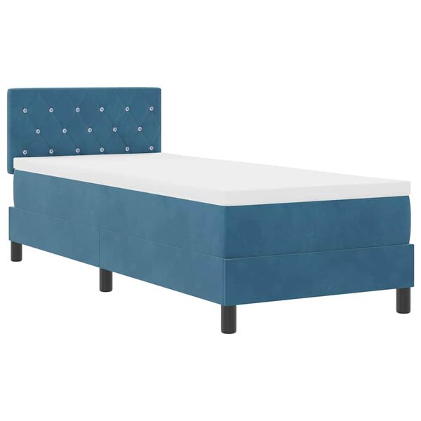 vidaXL Lit &agrave; ressorts avec matelas Bleu fonc&eacute; 80 x 200 cm Velours