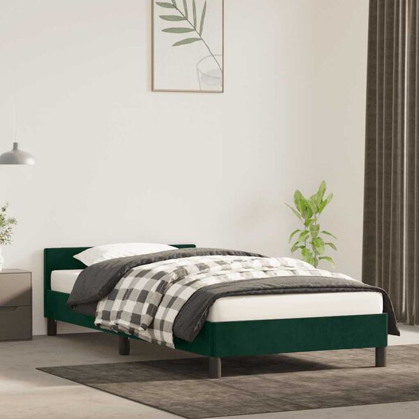 vidaXL Cadre de lit sans matelas vert foncé 90x190 cm velours