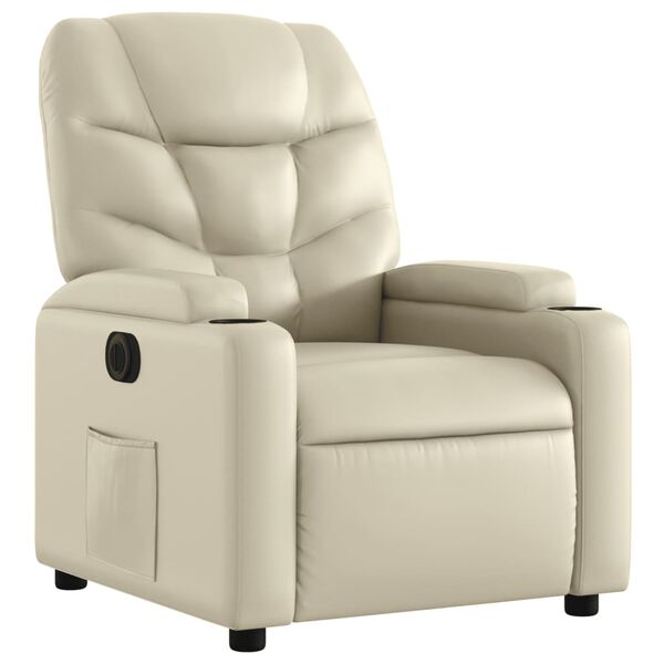 vidaXL Fauteuil inclinable &eacute;lectrique Cr&egrave;me Similicuir
