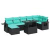 vidaXL Salon de jardin avec coussins 8 pcs noir r&eacute;sine tress&eacute;e acacia