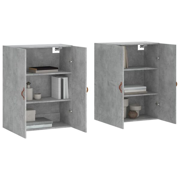 vidaXL Armoires murales 2 pcs gris b&eacute;ton 69,5x34x90 cm